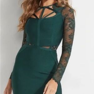 Guess Women's Prianka Lace Bandage Dress Green Size Medium